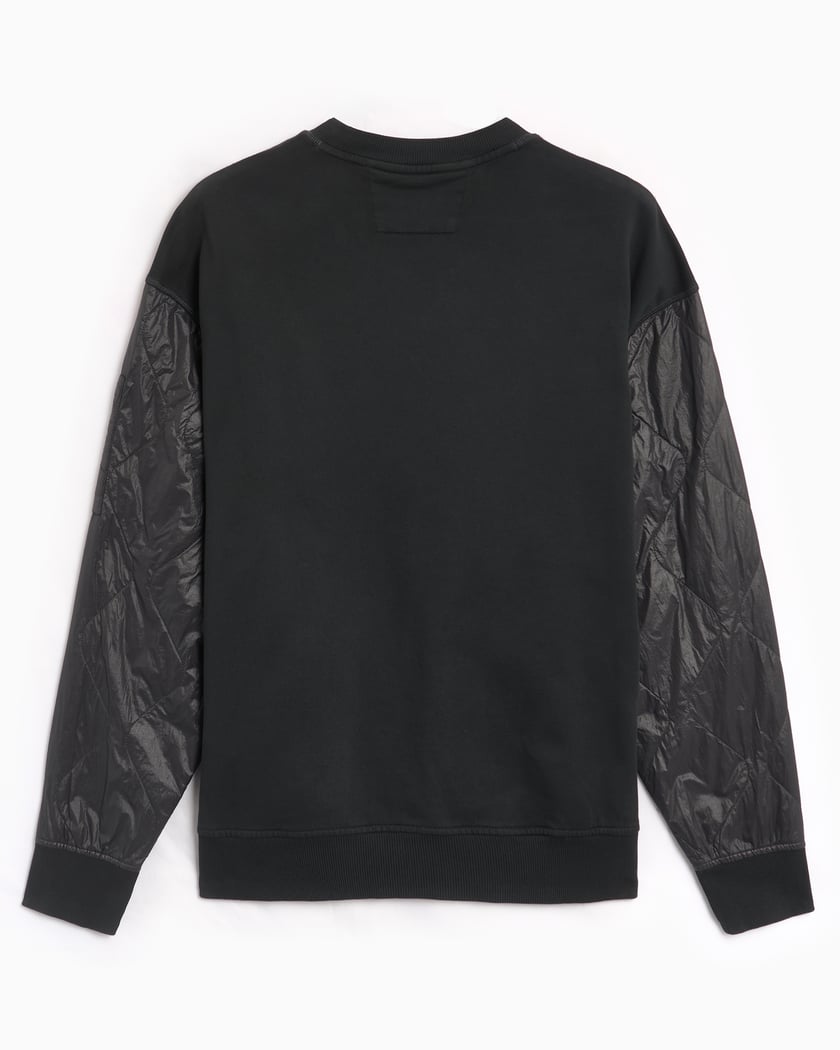 CP Company Men's Diagonal Raised Fleece Mixed Quilted Crew Neck Sweatshirt