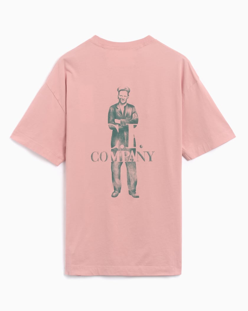新作商品 Men's Logo Company CP 30/1 18CMTS141A005100W Pink T-Shirt トップス