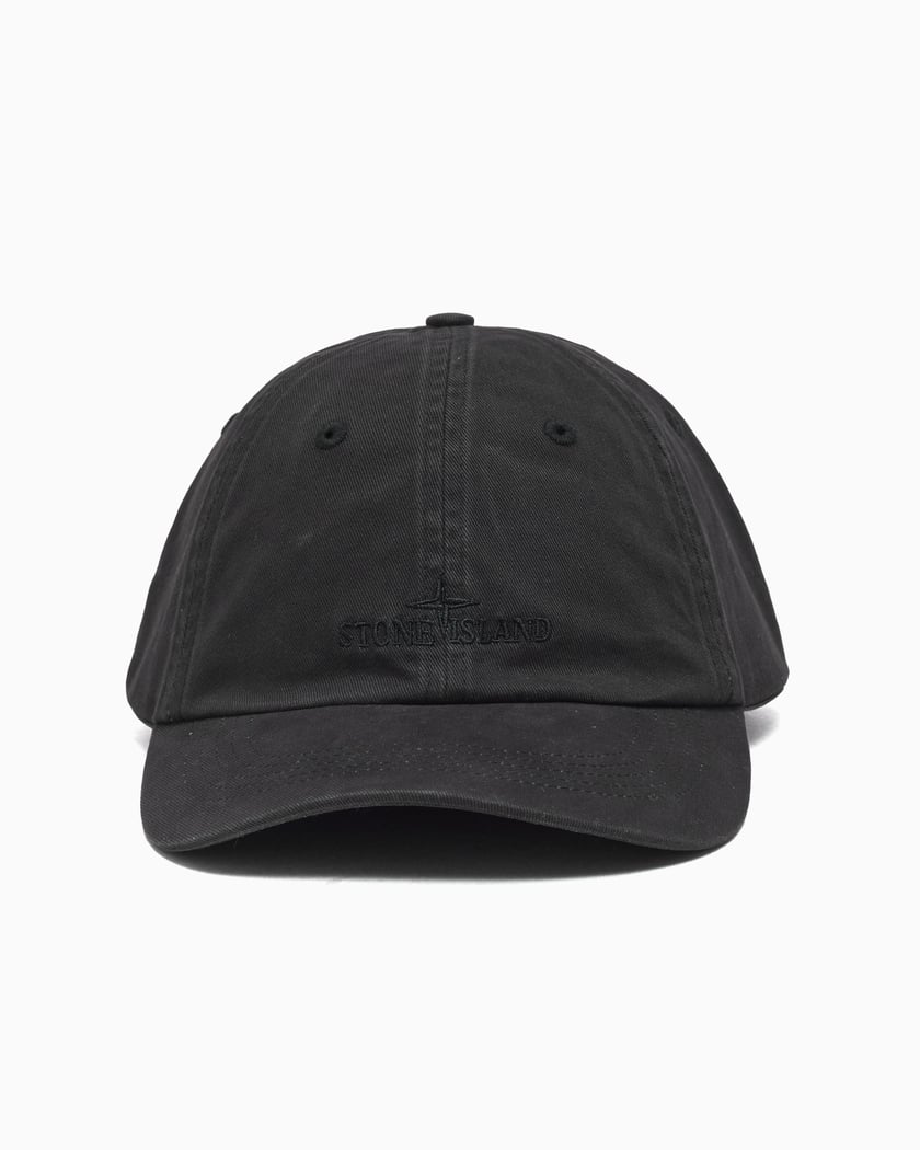 Stone Island Brushed Cotton Gabardine Unisex Cap Black