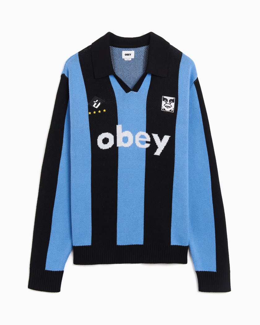 OBEY Clothing Men's Soccer Jersey Sweater Men's Sweater Blue