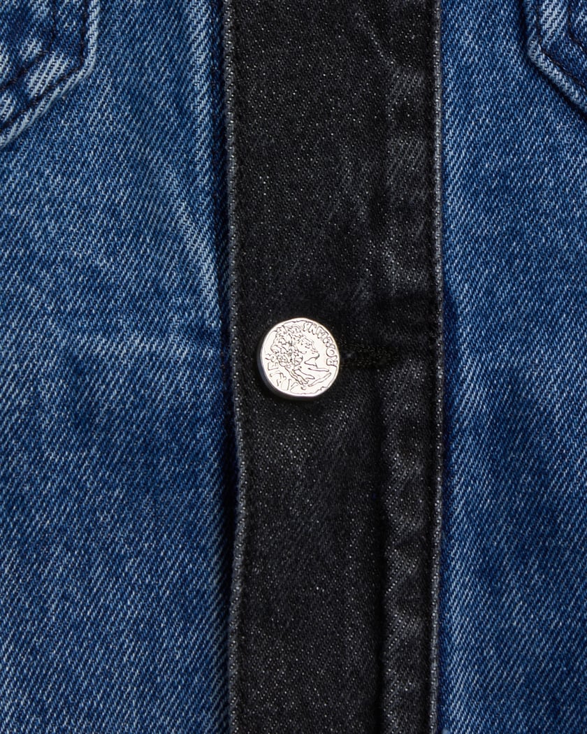 Aries Colourblocked Men's Denim Work Jacket Black, Blue Aries Colourblocked Men's Denim Work Jacket Black, Blue