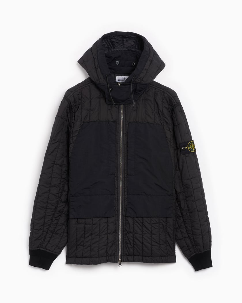 Mens black stone island jacket discount