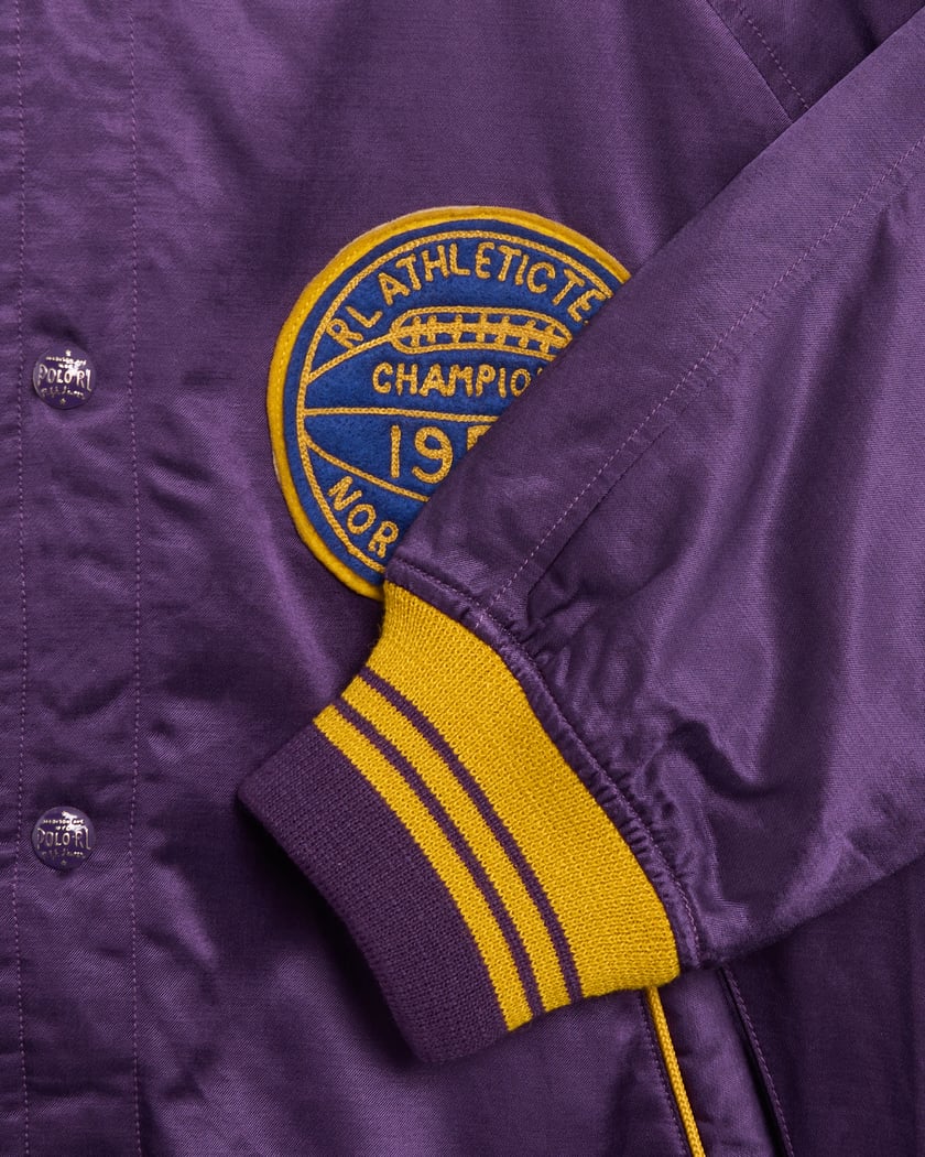 Polo Ralph Lauren Northeast Champs Men s Baseball Bomber Jacket Purple 710949942001 FOOTDISTRICT