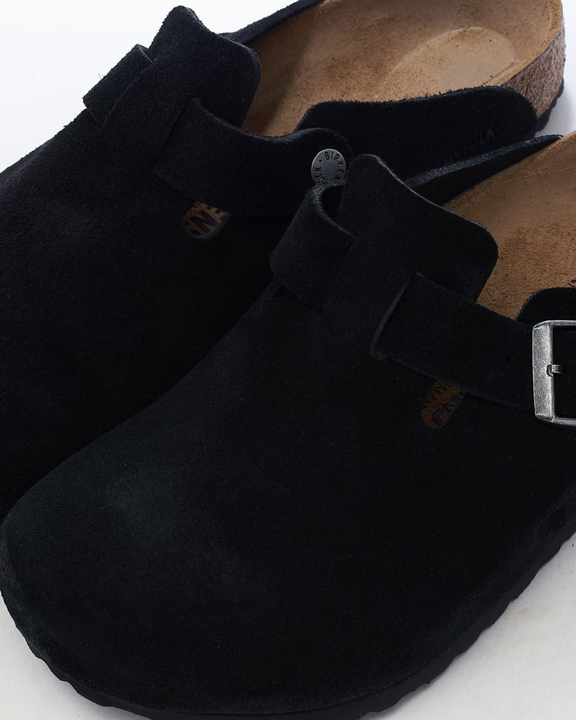 BIRKENSTOCK Boston Suede Leather Regular Black 1027142