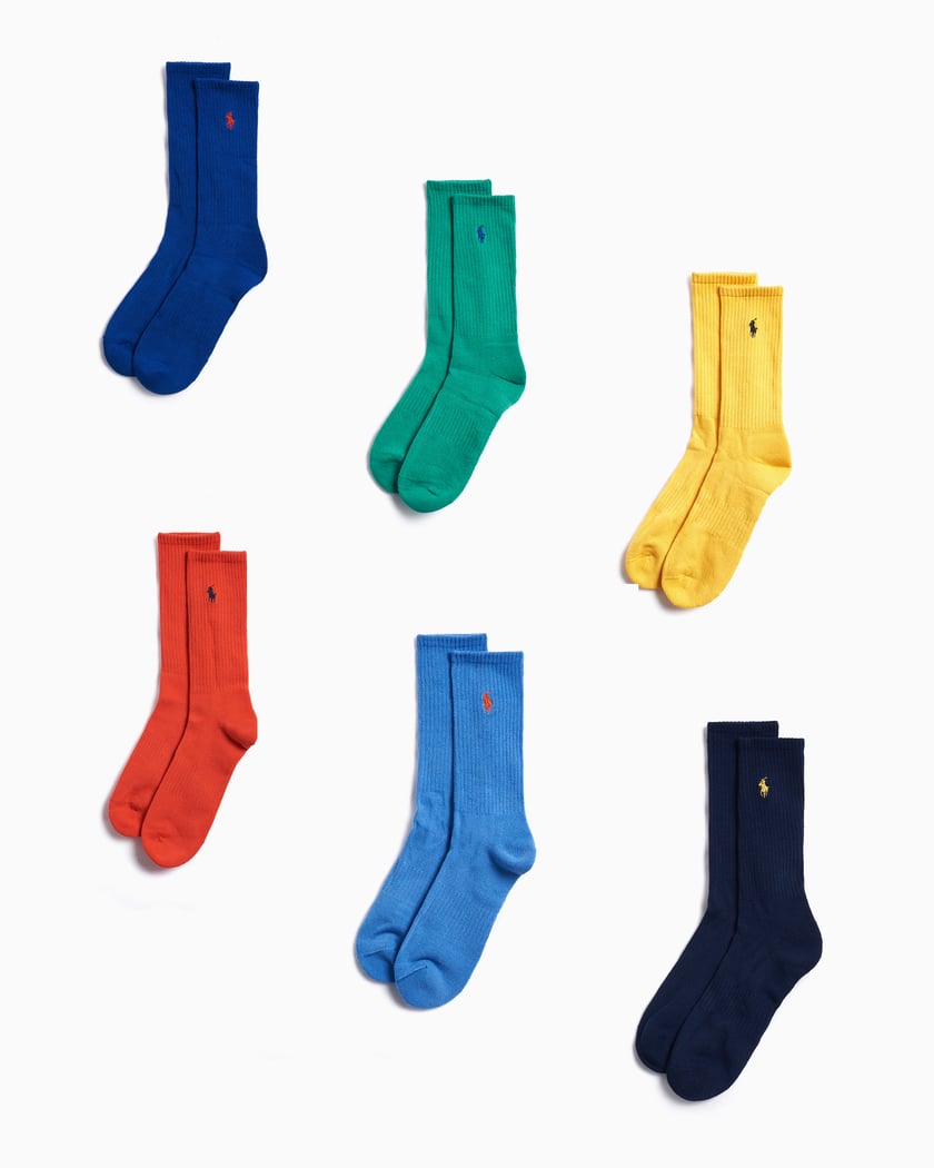 Polo Ralph Lauren Embroidered Unisex Socks 6 Pack Multi 449874485001 FOOTDISTRICT