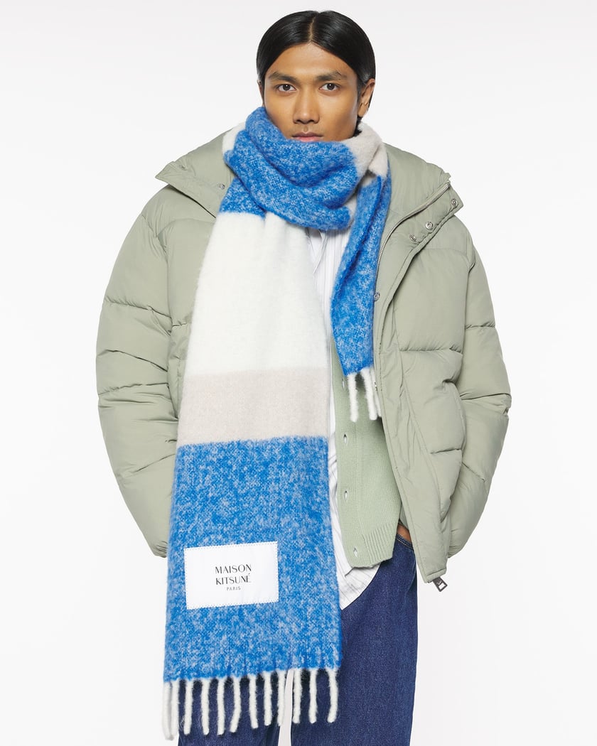 Maison Kitsuné Striped Unisex Scarf Blue PM06203WA0022-0360