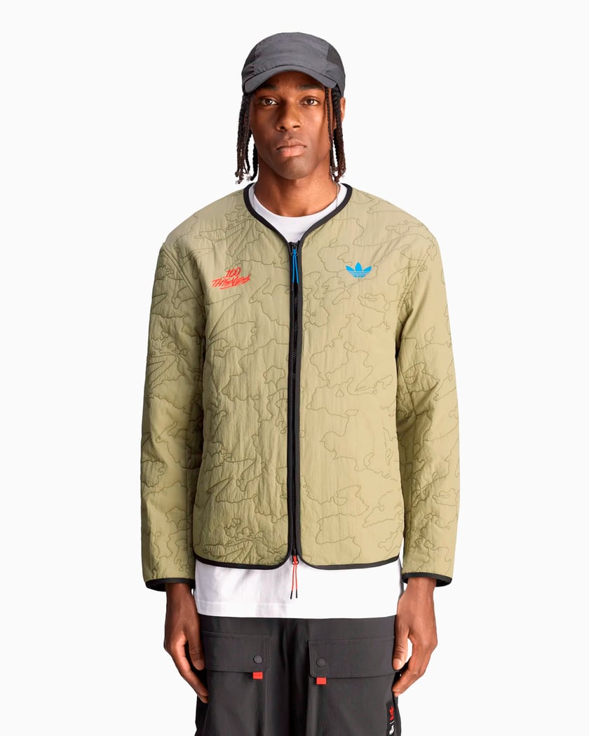 adidas Originals x 100 Thieves Men's Quilted Jacket Green JM3257
