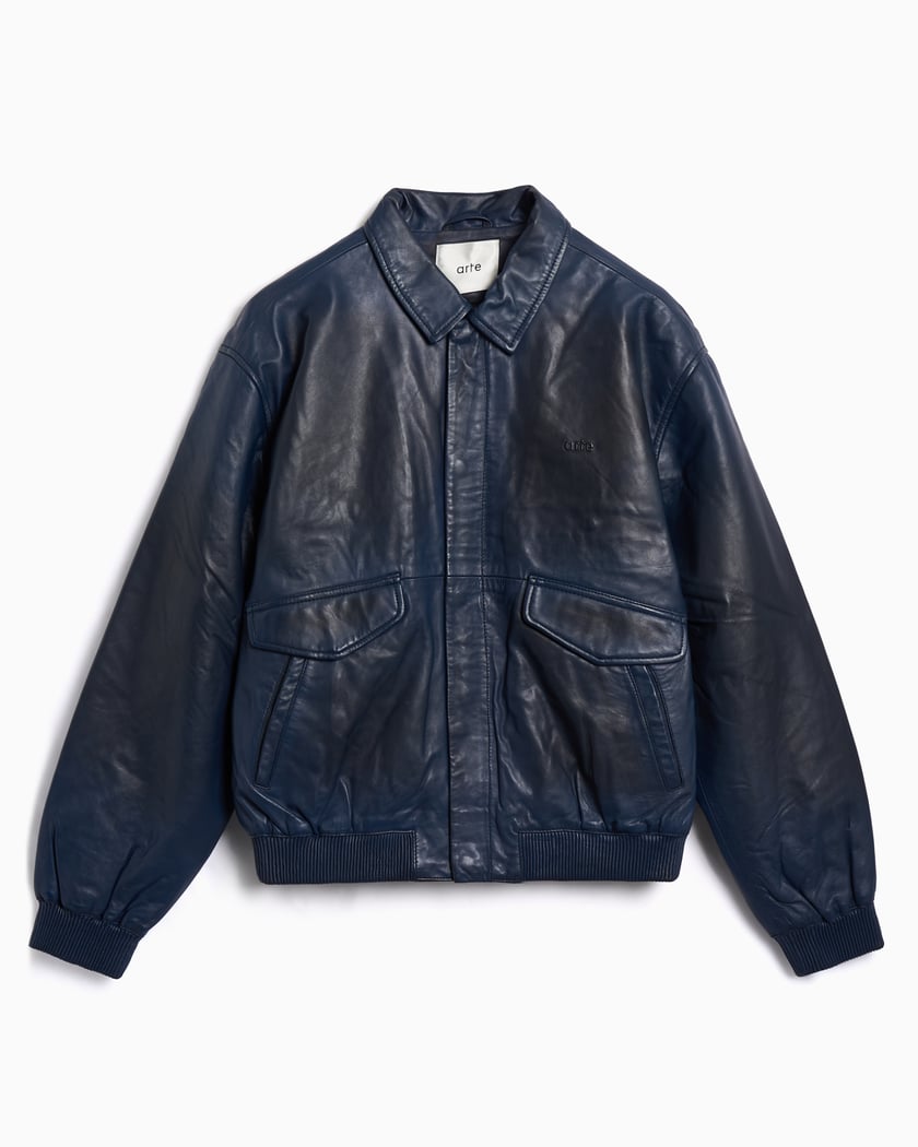Bomber Arte Antwerp Fade Leather per uomo Blu AW25-143J-Navy