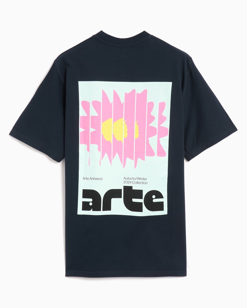 Arte Antwerp Flower Poster Men s T Shirt Blue AW24 121T Navy FOOTDISTRICT
