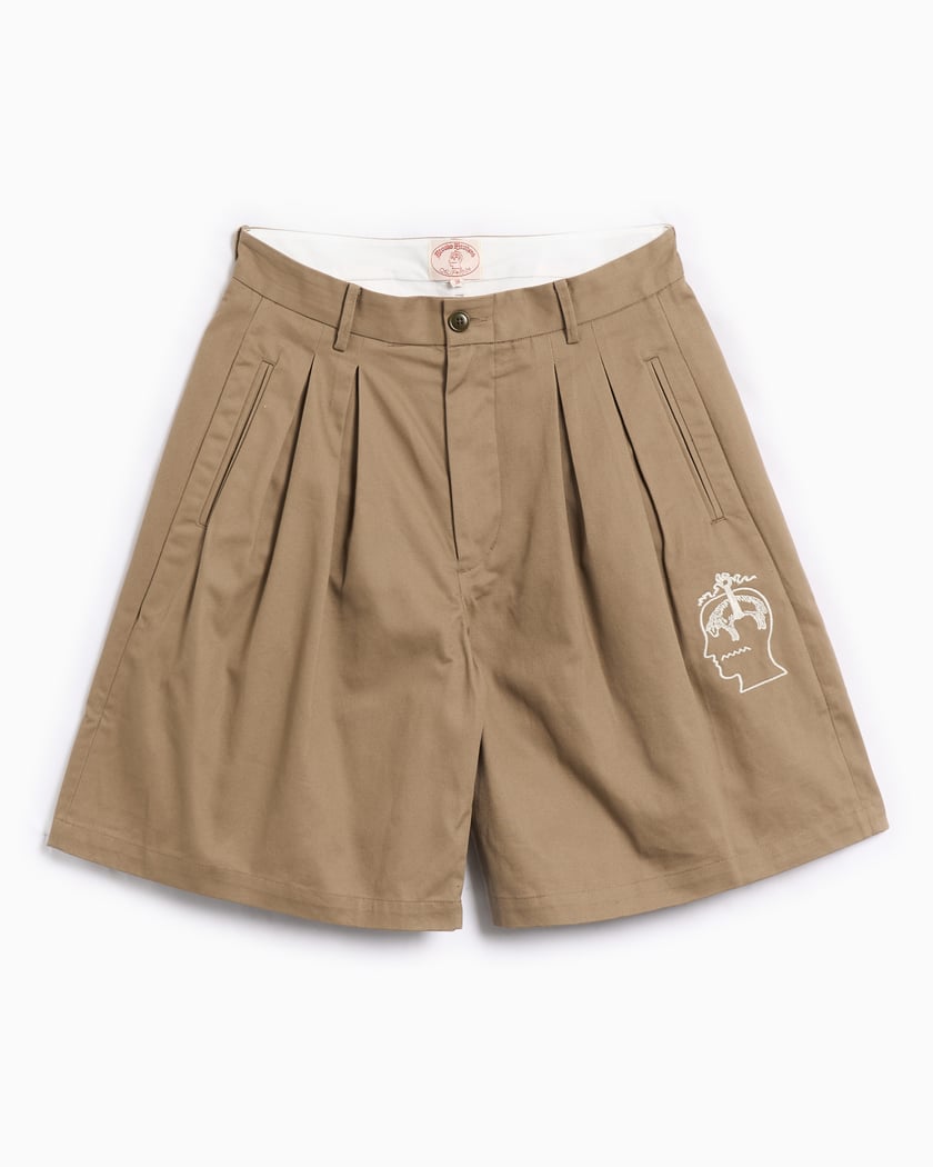 Shorts Brain Dead x Brooks Brothers Pleated Chino per uomo Beige