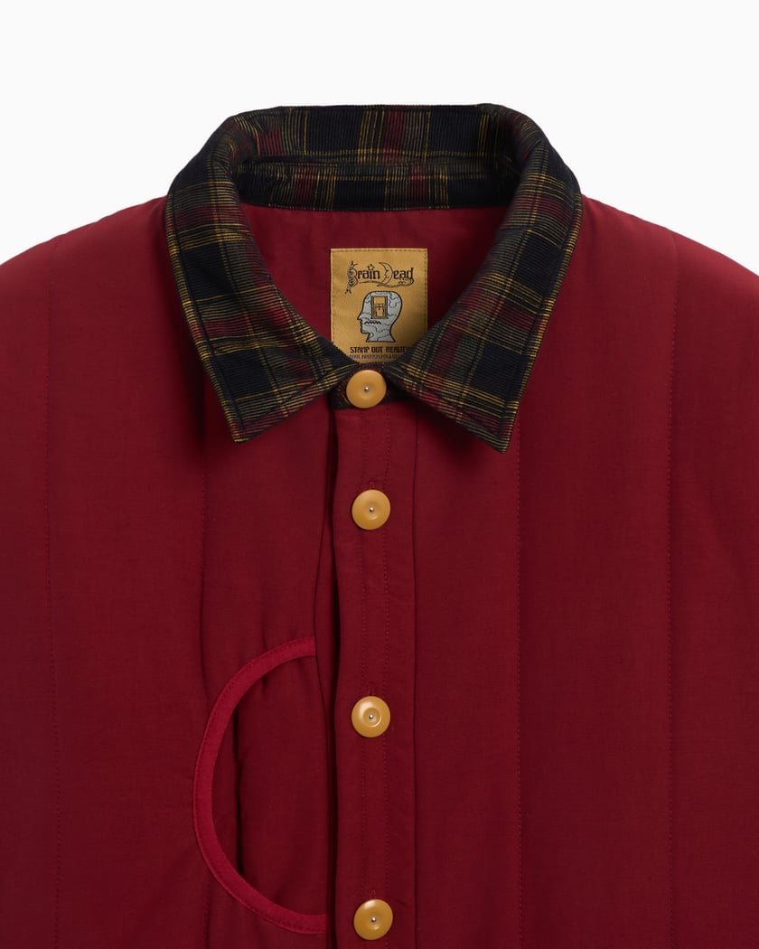 Brain Dead Men s Button Up Puffer Shirt Jacket