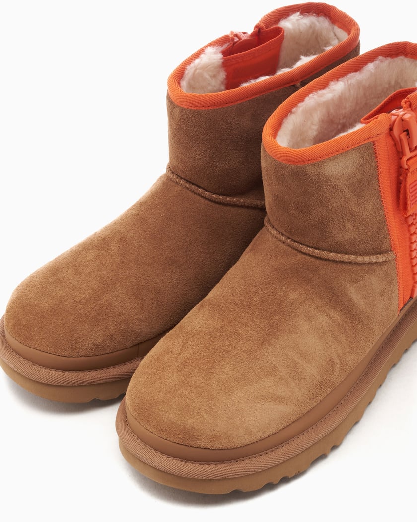 Brown leather uggs with zipper shop