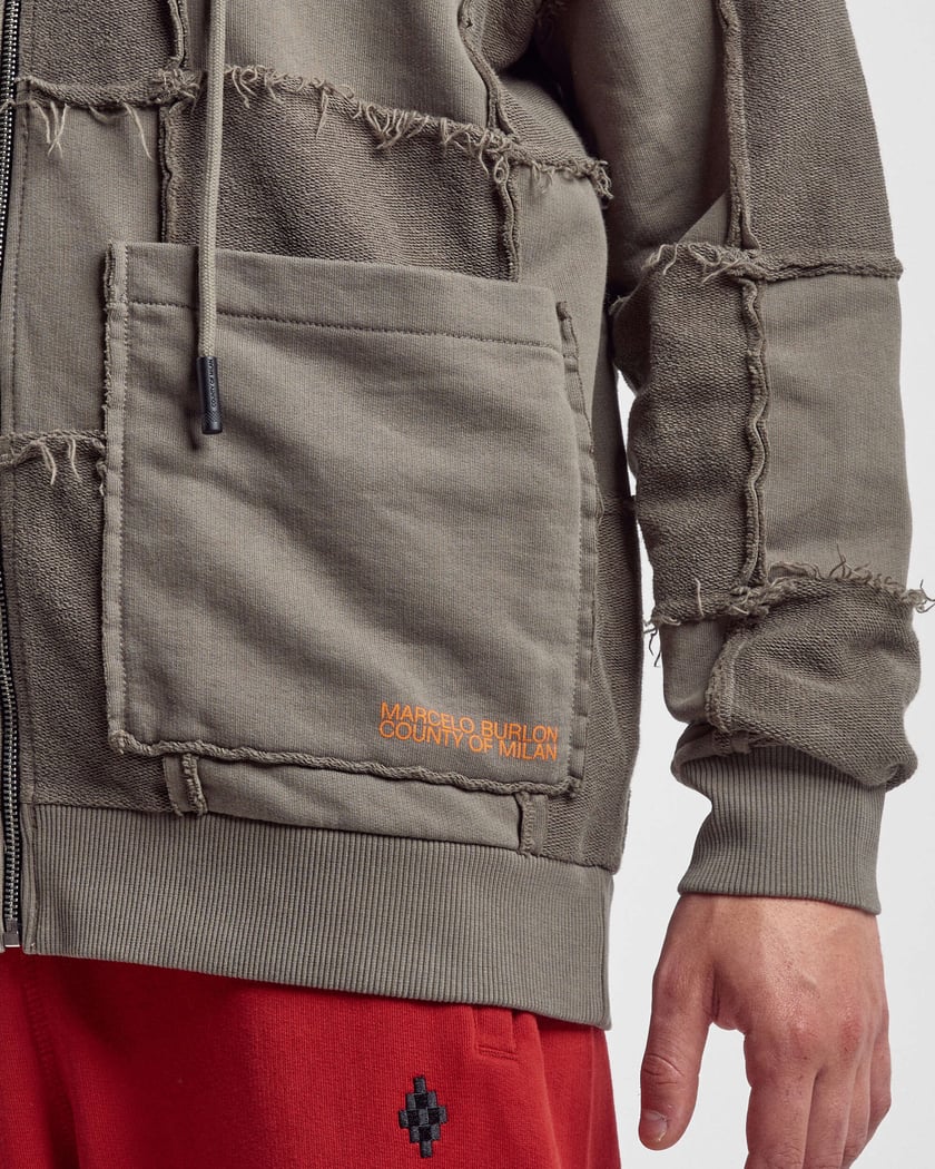 Marcelo Burlon Logo Check Over Full Zip Men s Hoodie