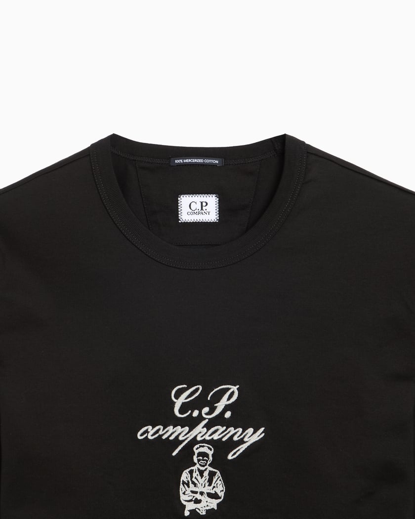Tシャツ・カットソー C.P. COMPANY Men Tops 15CLSS001A006452M999 Black C.P. Company Logo embroidery T-shirt - Black