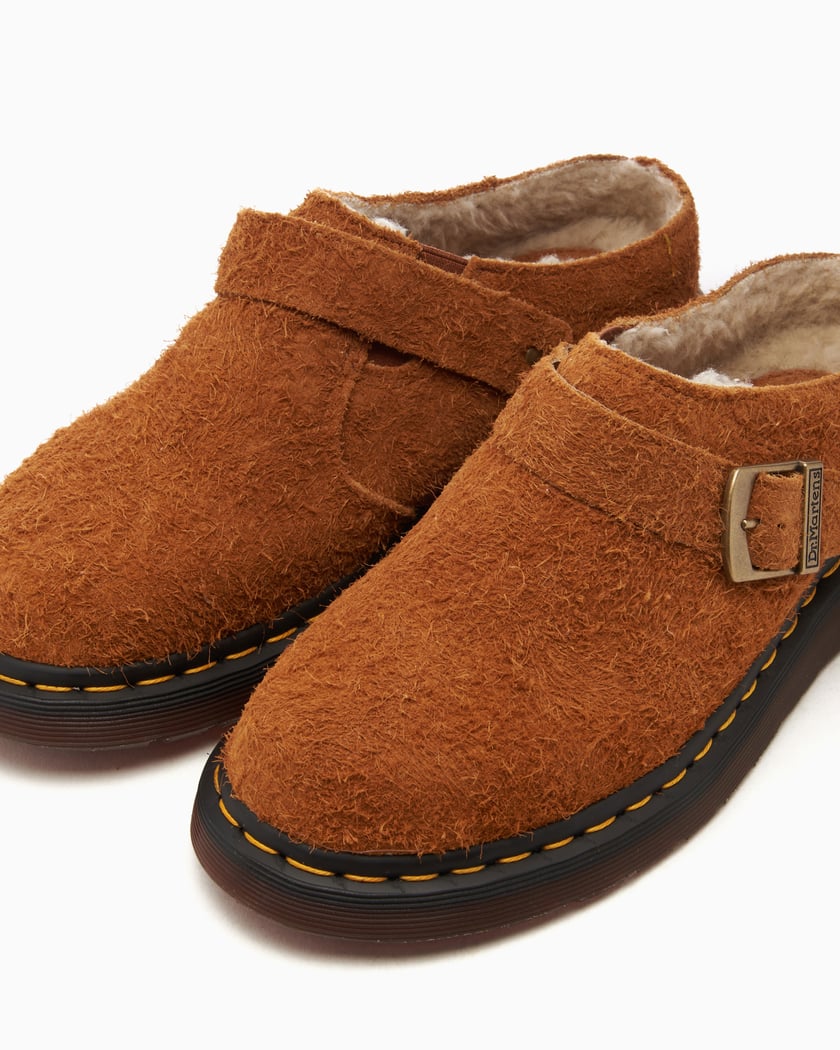 Dr. Martens Isham Long Napped Suede Mules Brown 30901363