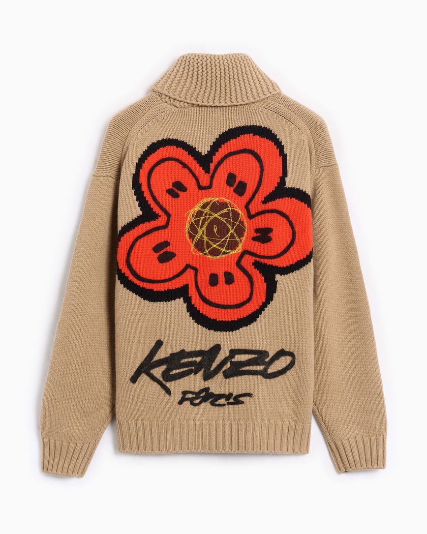 Kenzo Futura RWS With Zipper Relaxed Men's Cardigan Beige