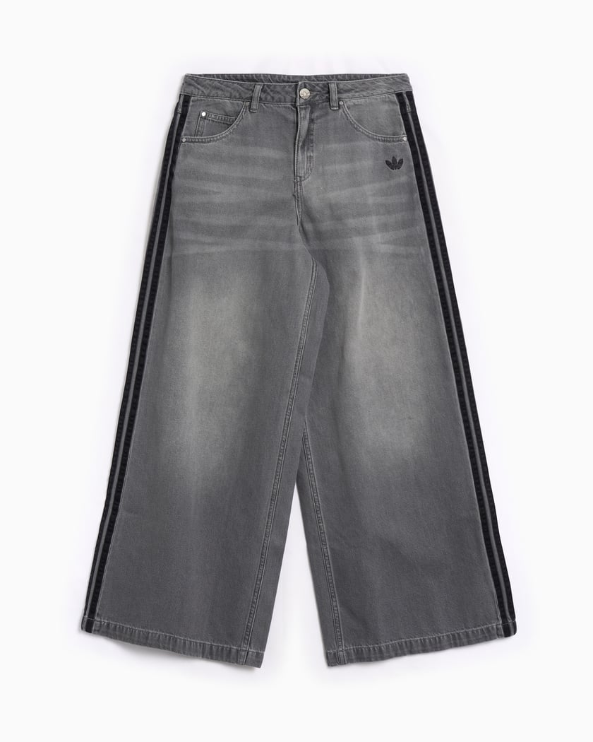 adidas Originals Denim Relaxed Women's Wide Leg Jeans Gray JV7455
