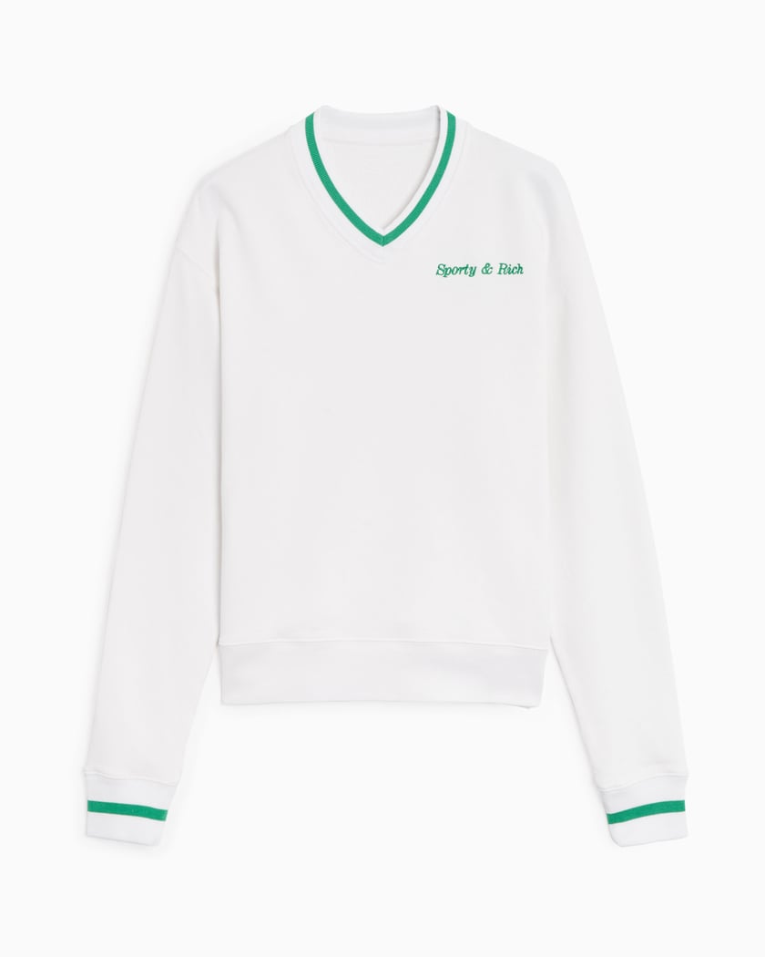 Sporty Rich Classic Logo Embroidered V-Neck Women's Sweater
