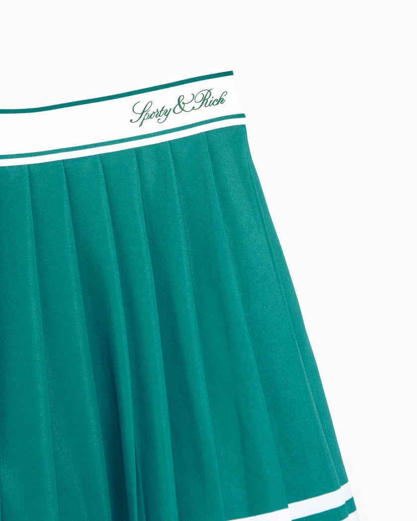 Sporty & Rich Vendome Script Women's Pleated Skirt Green Sporty & Rich Vendome Script Women's Pleated Skirt Green