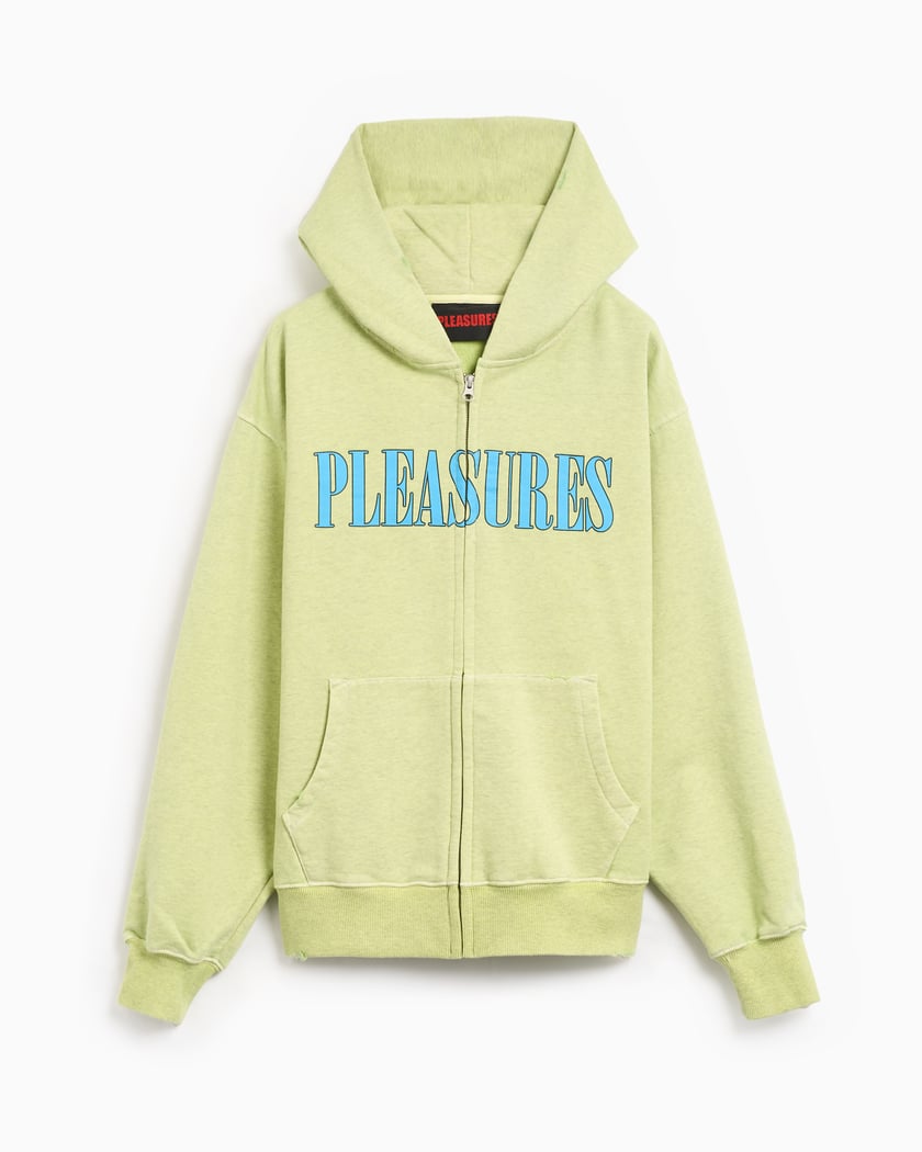 Pleasures Onyx Men's Zip Up Hoodie Verde P24SU011-LIME FOOTDISTRICT