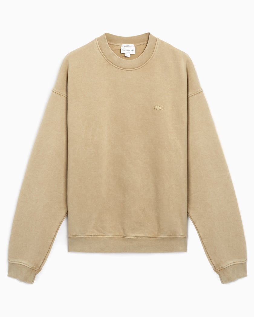 Lacoste Unisex Wash Effect Loose Fit Sweatshirt Beige SH2837 00 02S FOOTDISTRICT