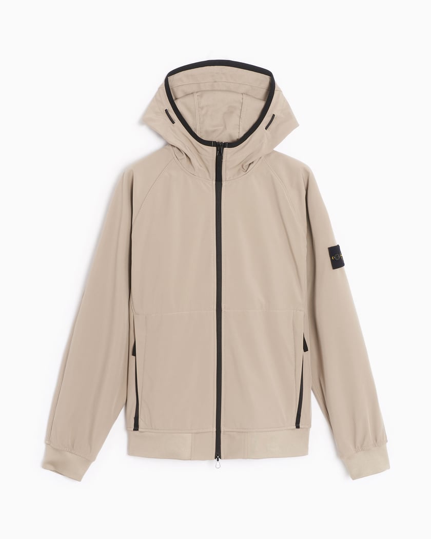 Stone island soft on sale shell badge hooded jacket