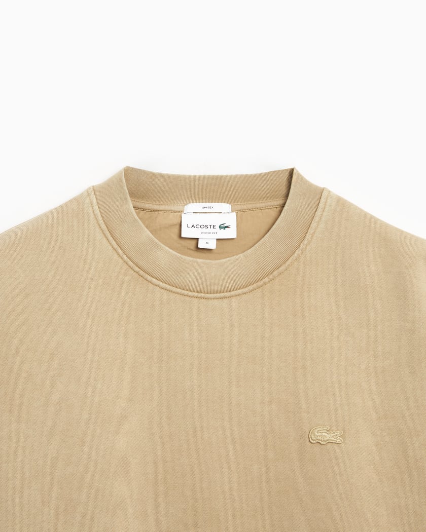 Lacoste Unisex Wash Effect Loose Fit Sweatshirt Beige SH2837 00 02S FOOTDISTRICT