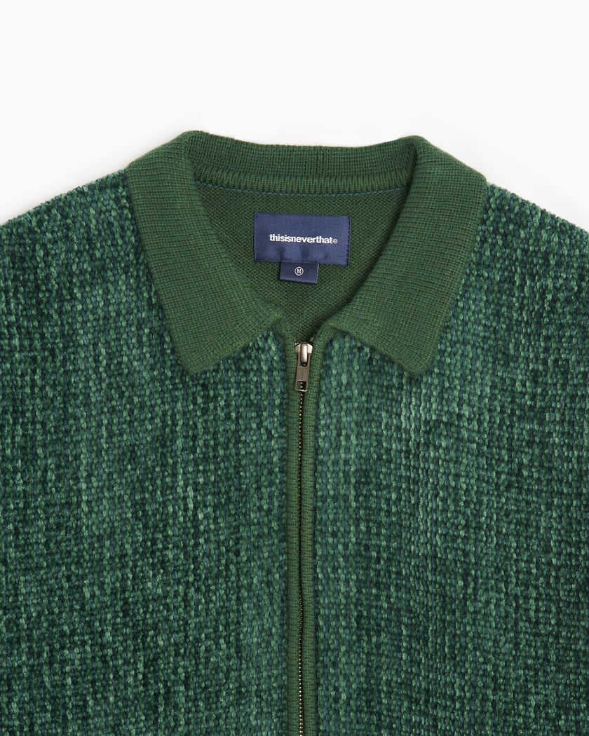 thisisneverthat® Velvet Men's Knit Polo Jacket Green TN233KKNZK03