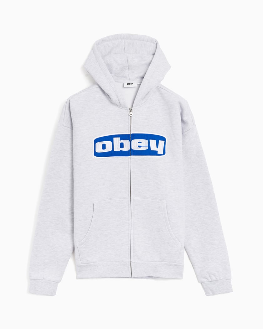 OBEY Clothing Boxed In Men s Extra Heavy Zip Hoodie Gray 112460024 AGRY FOOTDISTRICT