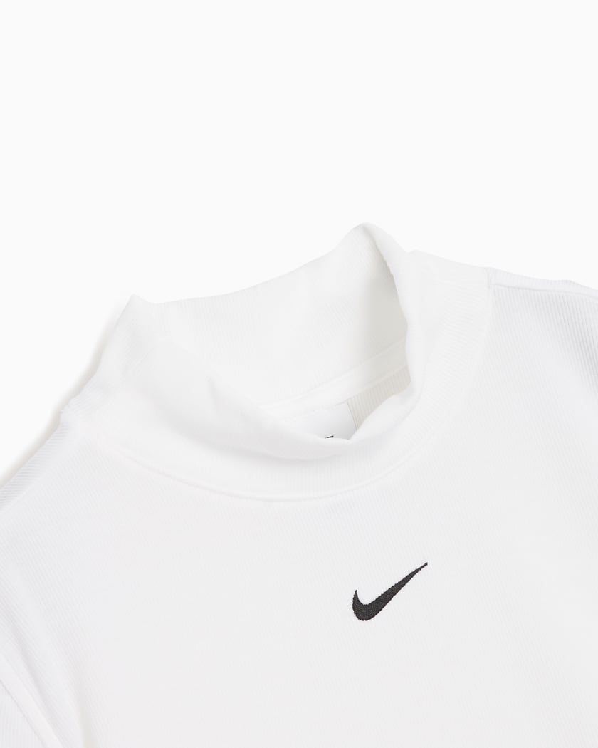Nike Sportswear Essentials White Long Sleeve Mock Neck Top