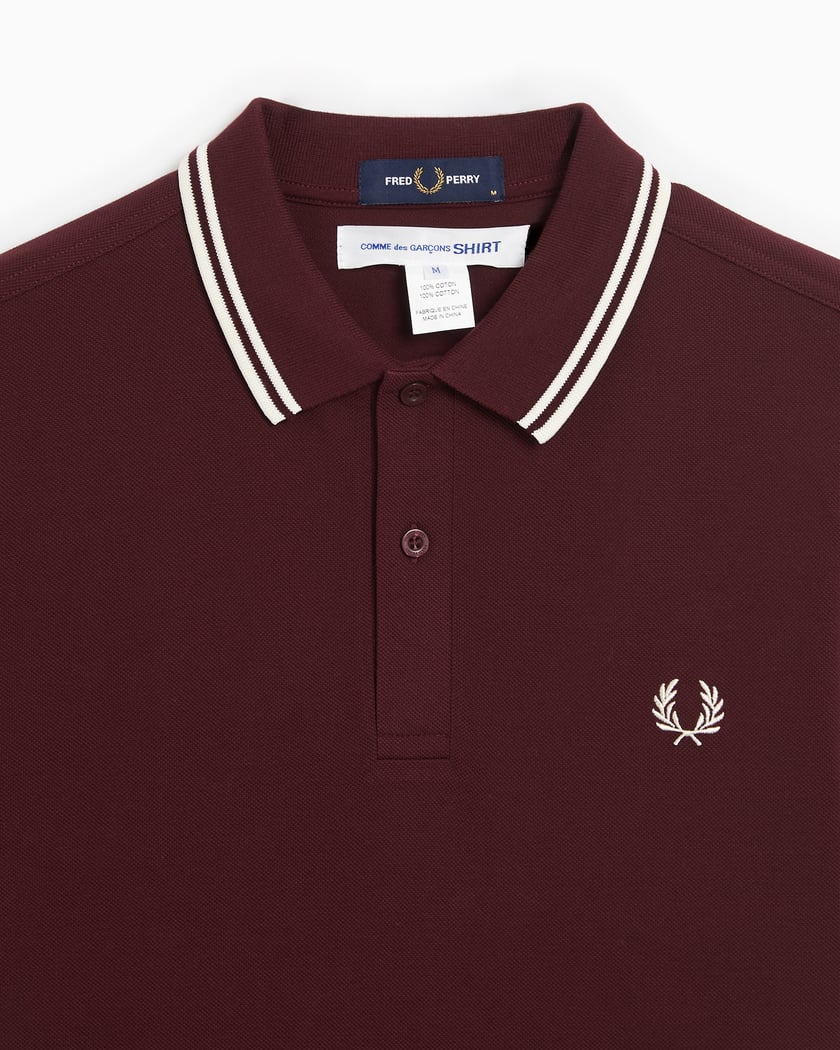 Comme Des Garcons Shirt x Fred Perry Men s Knit Polo Burgundy FN T502B W24 3 FOOTDISTRICT