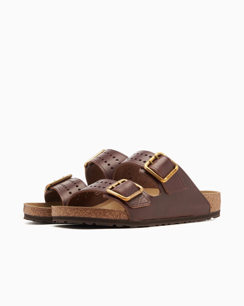 Birkenstock arizona natural leather dark brown online