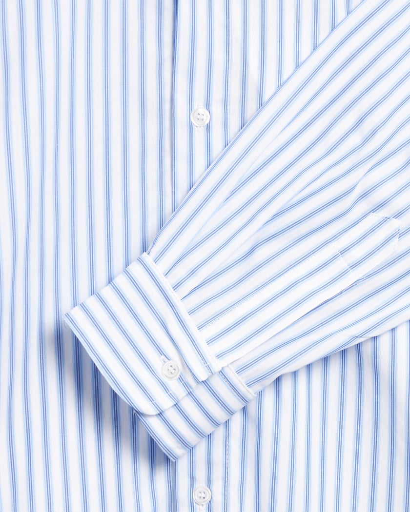 Pop Trading Company Logo Men's Striped Shirt Blue POPAW24_03
