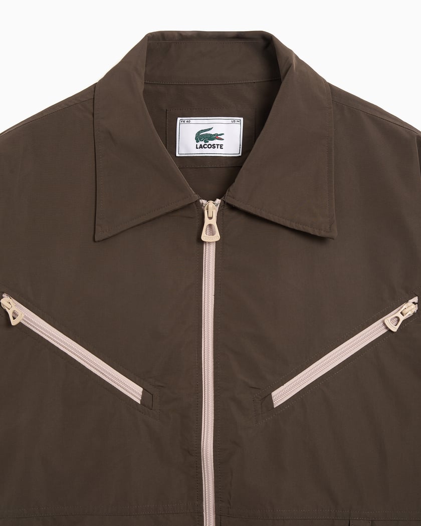 Lacoste Archive Edition Zipper Closure Oversize Men's Shirt Brown
