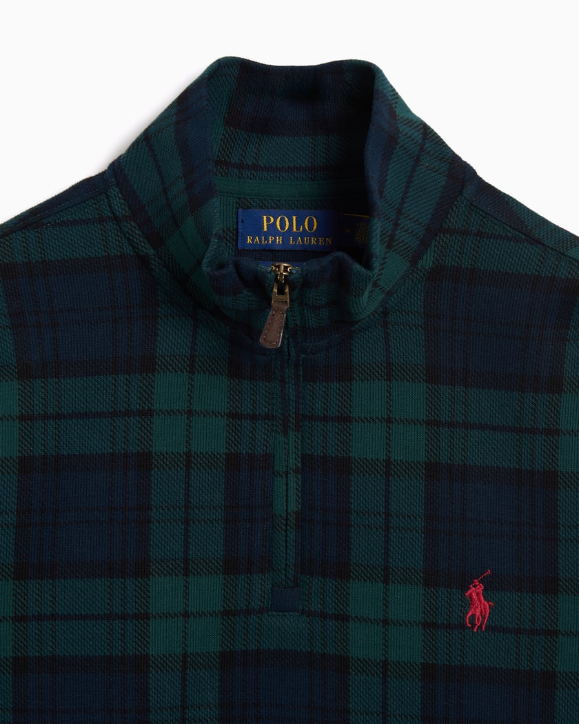 Polo Ralph Lauren Jacquard Plaid Men's Half Zip Sweatshirt Blue
