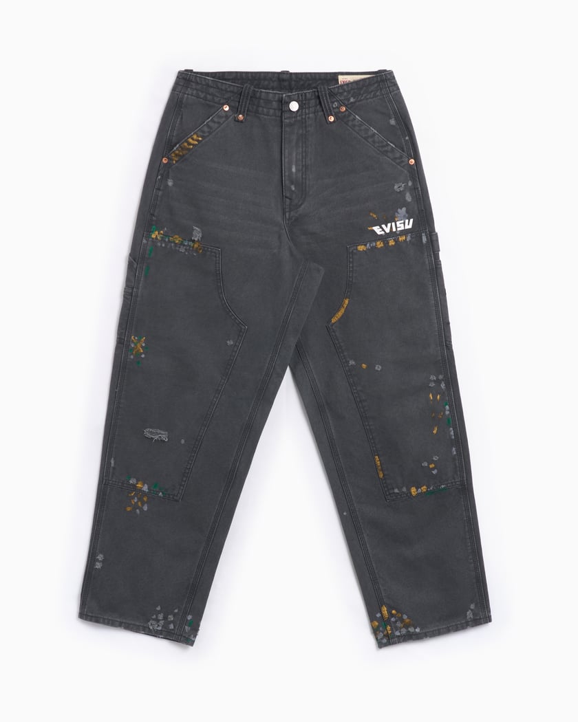 EVISU Seagull Emb & Evisu Men's Print Washed Pants Gray EVISU Seagull Emb & Evisu Men's Print Washed Pants Gray