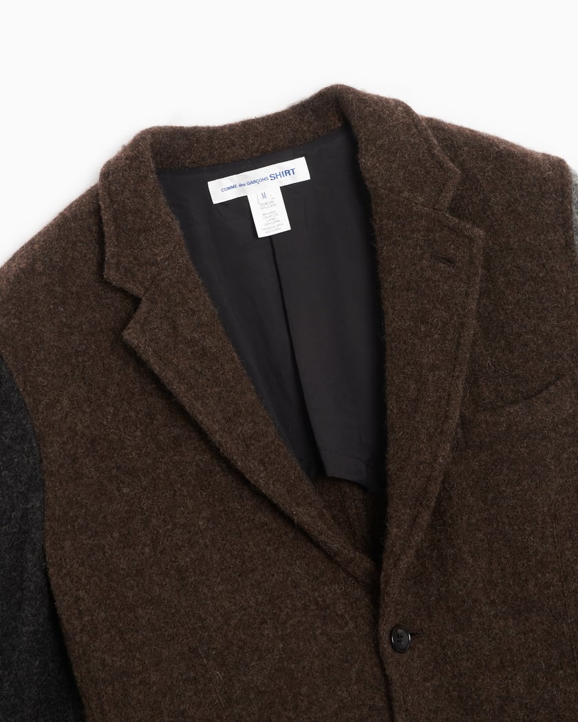 Comme des Garçons Shirt Men's Knit Woven Jacket Men's Jacket Brown