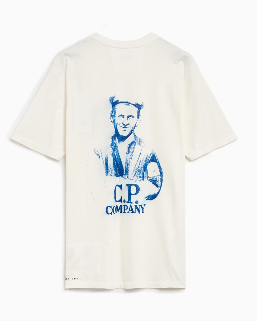 CP Company 24 1 Jersey Pencil Effect Graphics Men s T Shirt White 17CMTS242A005431G 103 FOOTDISTRICT