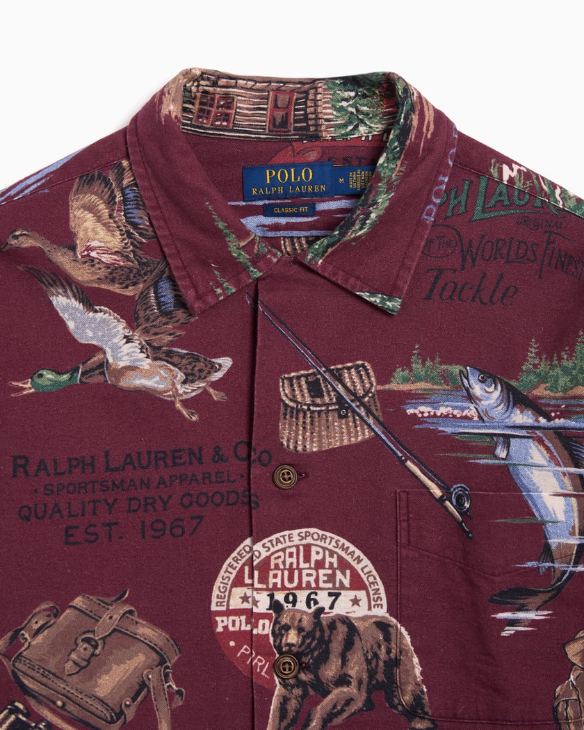Polo Ralph Lauren Sportsman Camp Graphic Men's Shirt Burgundy