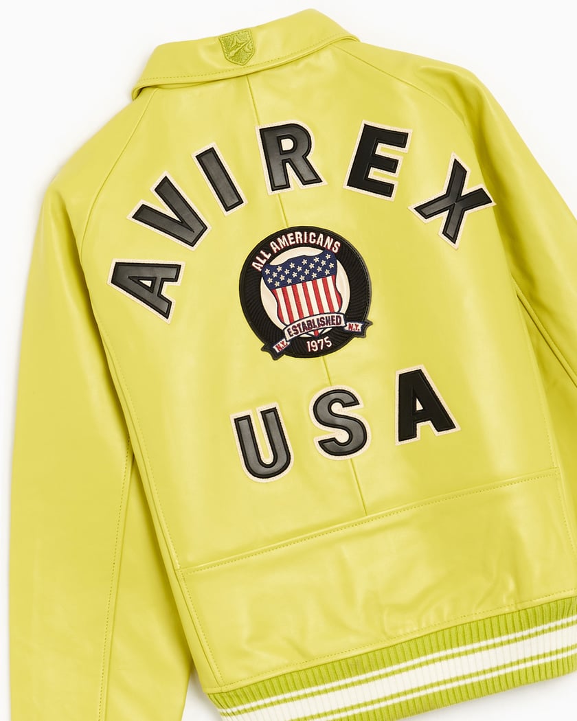 Yellow avirex cheap leather jacket