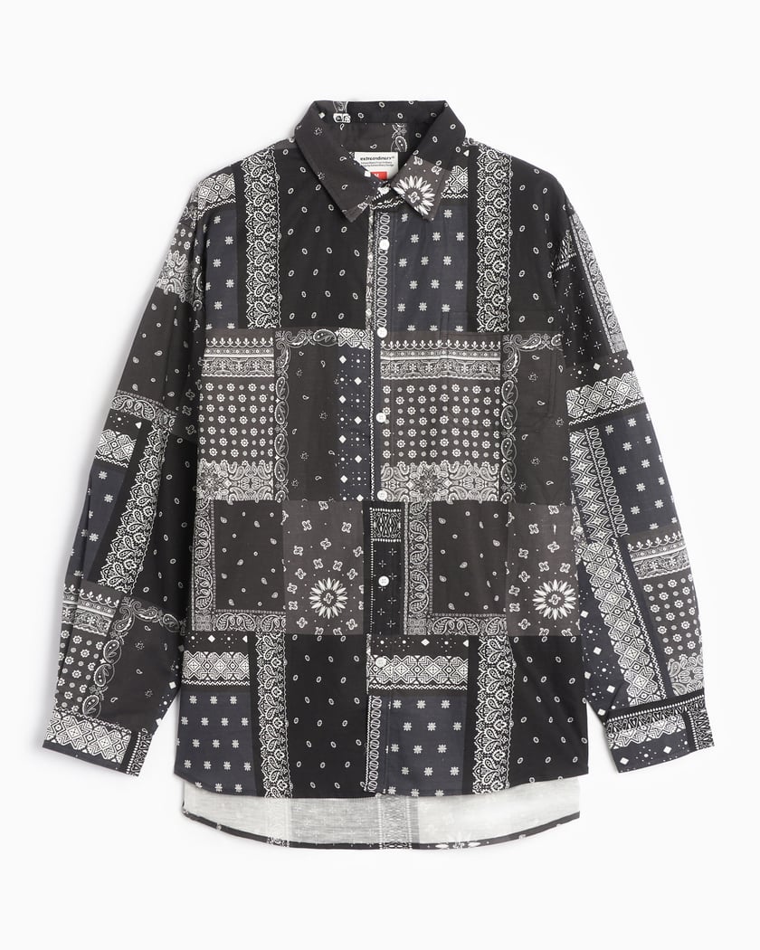Extraordinary® Bandana Patch Men's Shirt Black EX23SPSH003BK