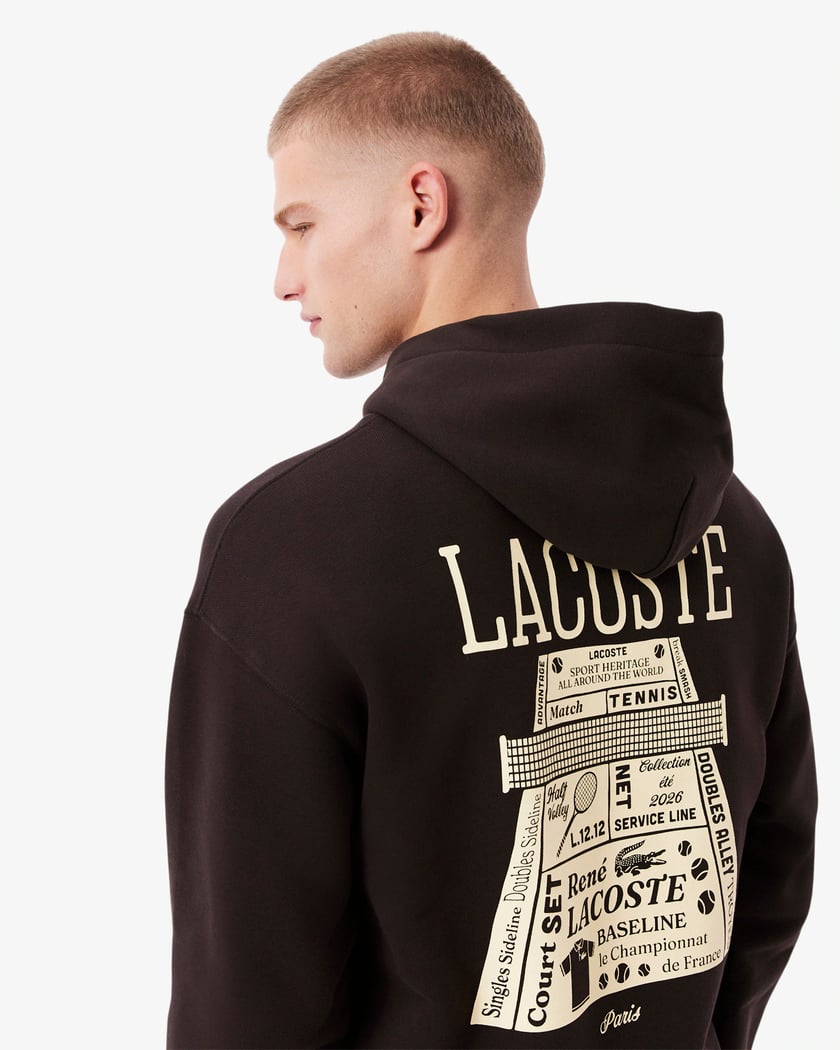 Lacoste Graphic Oversize Men's Hoodie Brown SH0518-00-3LA