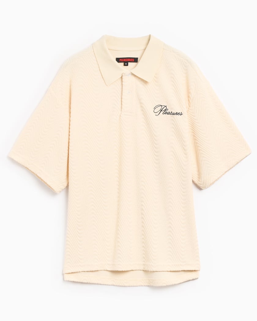 Pleasures Zen Men's Terry Boxy Polo White P24SU037-WHITE