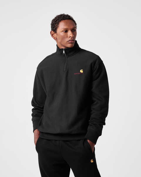 Carhartt WIP American Script Men's Half Zip Sweatshirt Black