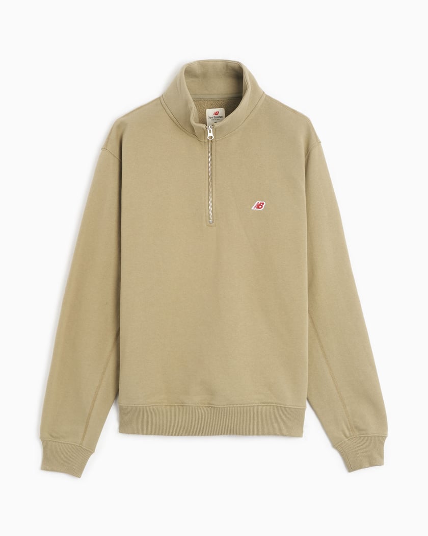 New Balance Made in USA Unisex Quarter Zip Sweatshirt Beige MT33544 TCO FOOTDISTRICT