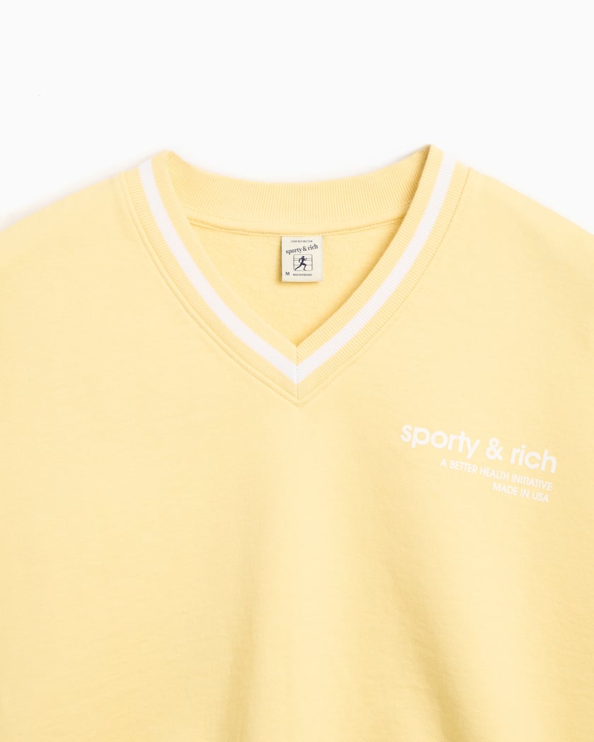 Sporty & Rich USA Health Club Women's V-Neck Sweater Yellow WS054S402UA |  FOOTDISTRICT