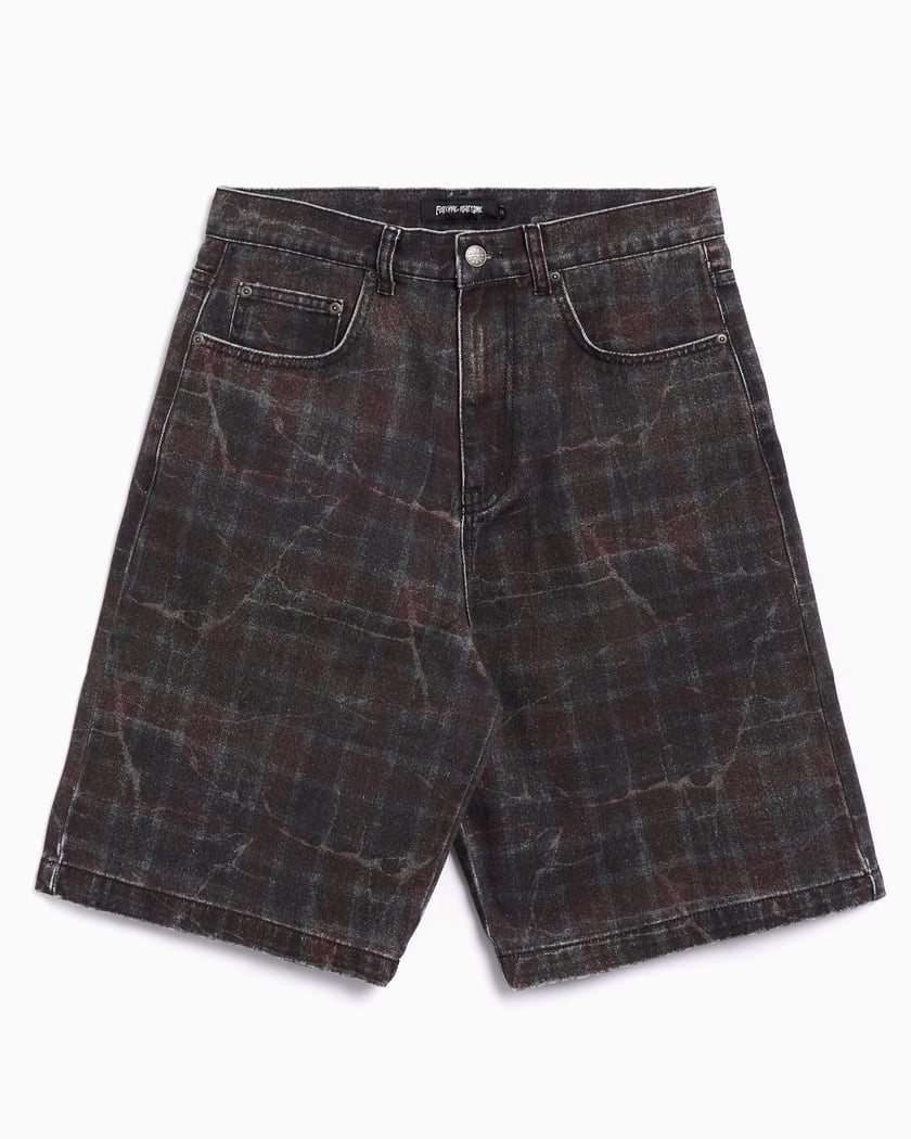 Fucking Awesome Miller Plaid Denim Men's Shorts Red PN26483