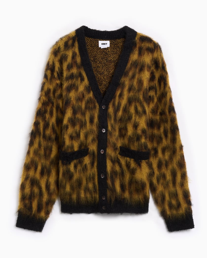OBEY Clothing Patron Leopard Men's Cardigan Brown 151010025-LEO