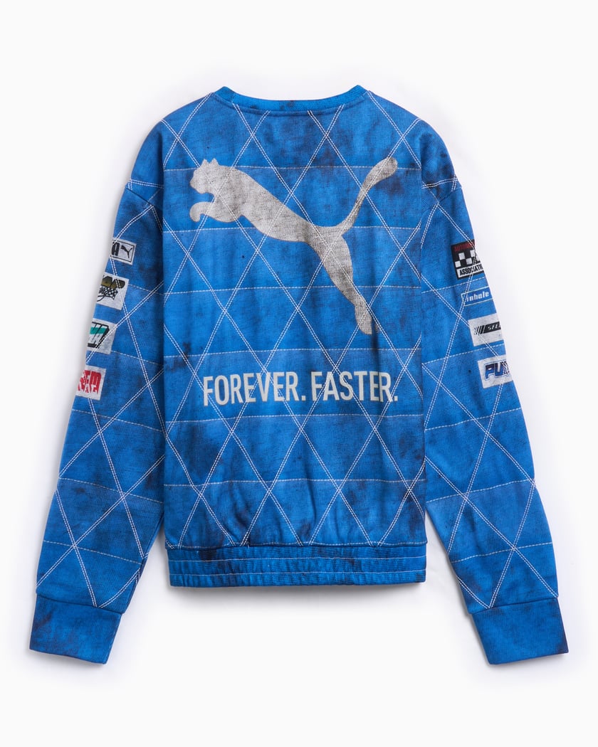 Puma x A AP ROCKY Men s Quilted Sweatshirt Blue 631125 01 FOOTDISTRICT