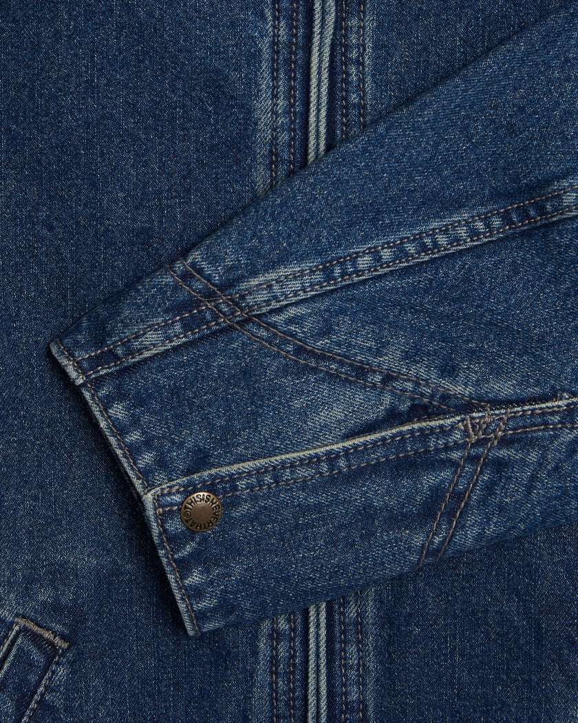 thisisneverthat® Men's Denim Work Jacket Blue TN243DOWLS02 thisisneverthat® Men's Denim Work Jacket Blue TN243DOWLS02